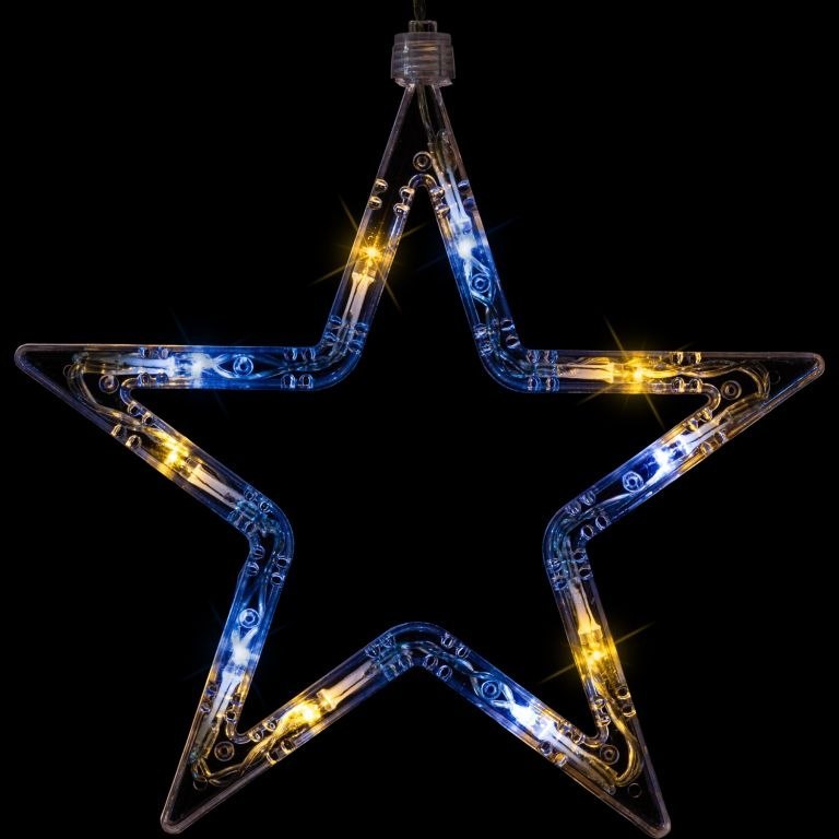 Świąteczna kurtyna 5 gwiazdek, 61 LED, biała ciepła i zimna